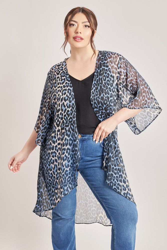 Animal print εμπριμέ αέρινο κιμονό με lurex