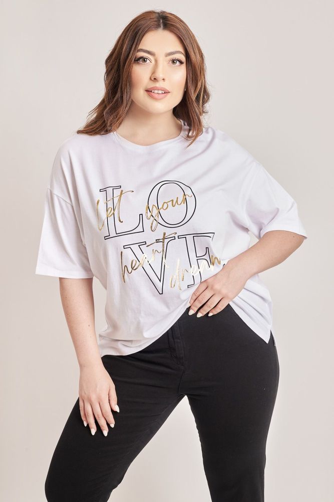 T-shirt βαμβακερό με στάμπα LOVE