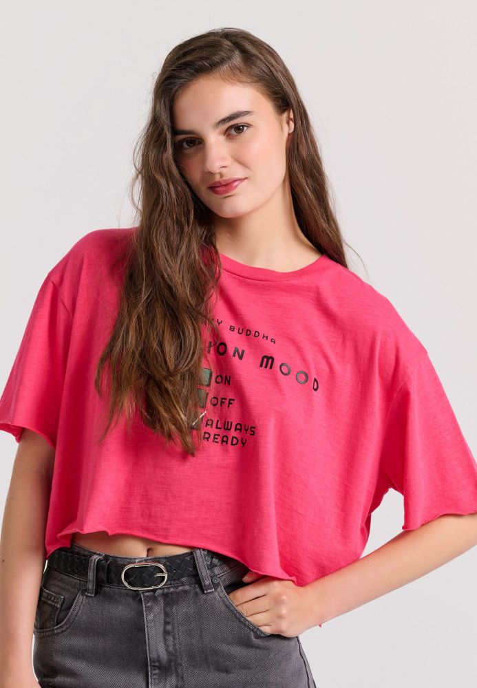 Loose fit cropped t-shirt με τύπωμα