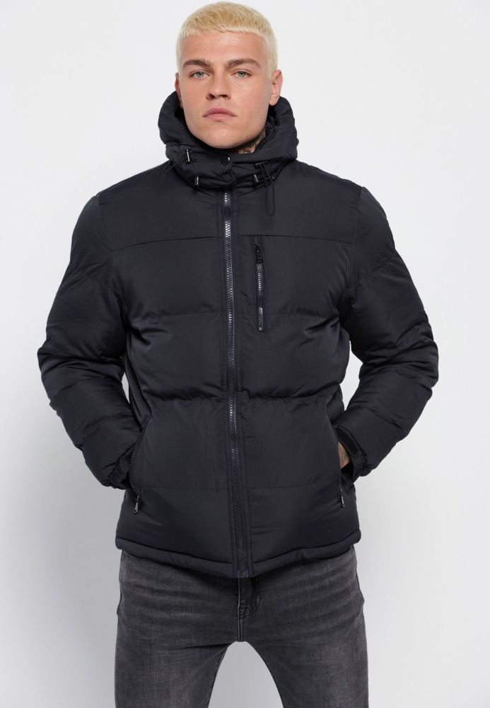 Ανδρικό puffer jacket με κουκούλα