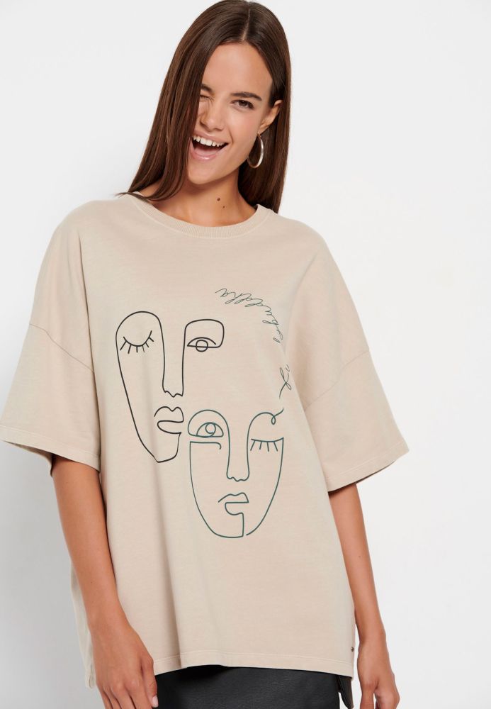 Oversized garment dyed t-shirt με τύπωμα