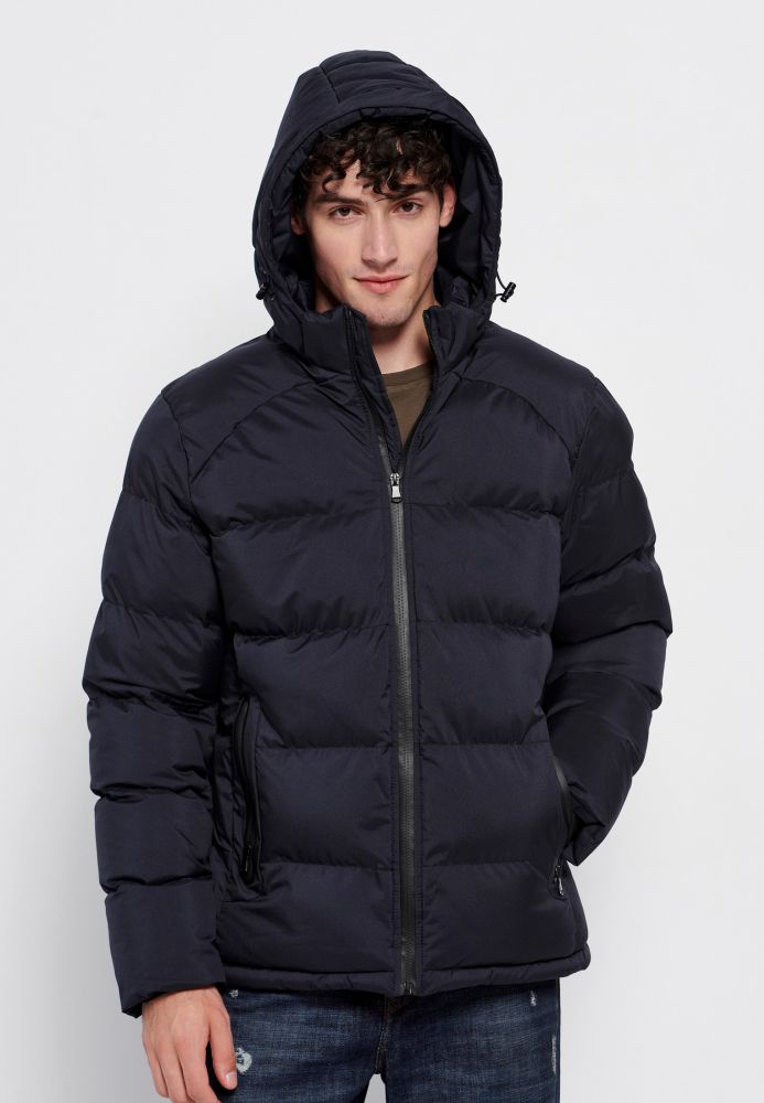 Ανδρικό puffer jacket με κουκούλα