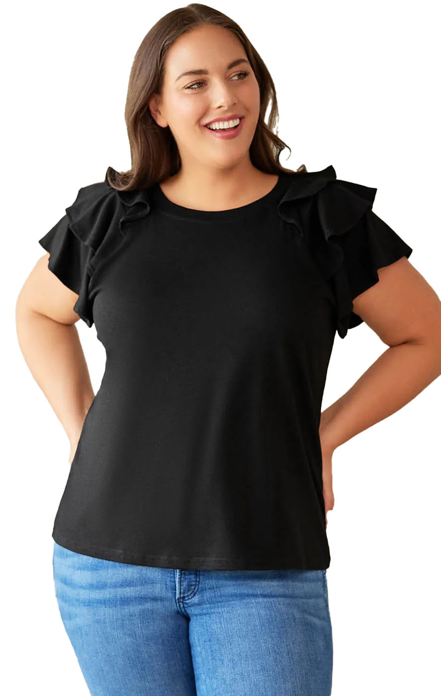 Plus Size Μπλούζα - Μαύρο - LC251859-Μαύρο-3XL