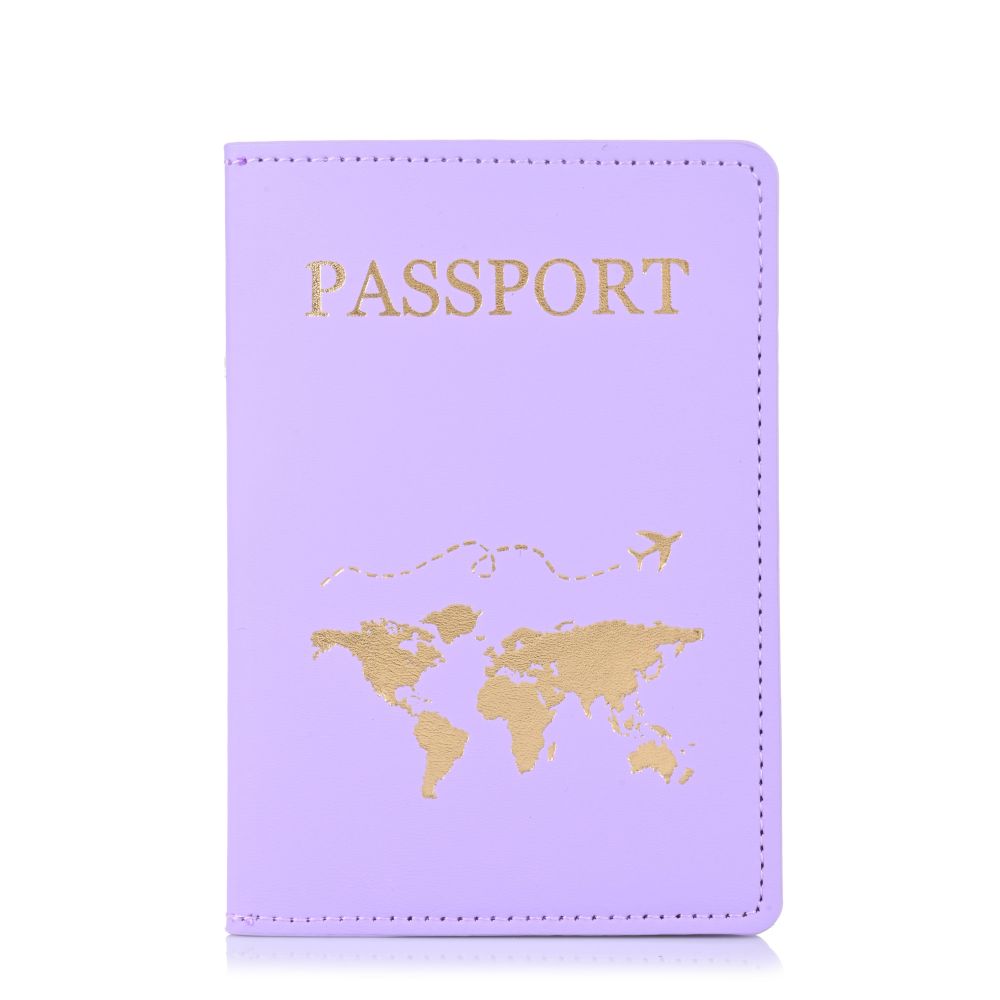 Θήκη Διαβατηρίου Brandbags Travel Collection Gold World Map Λιλά