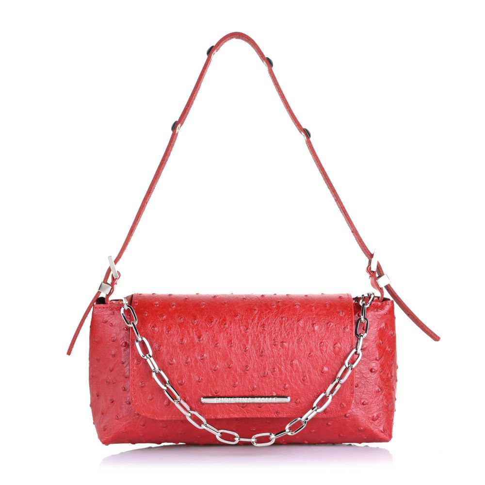 Τσαντάκι Ώμου Christina Malle Baguette Red Ostrich