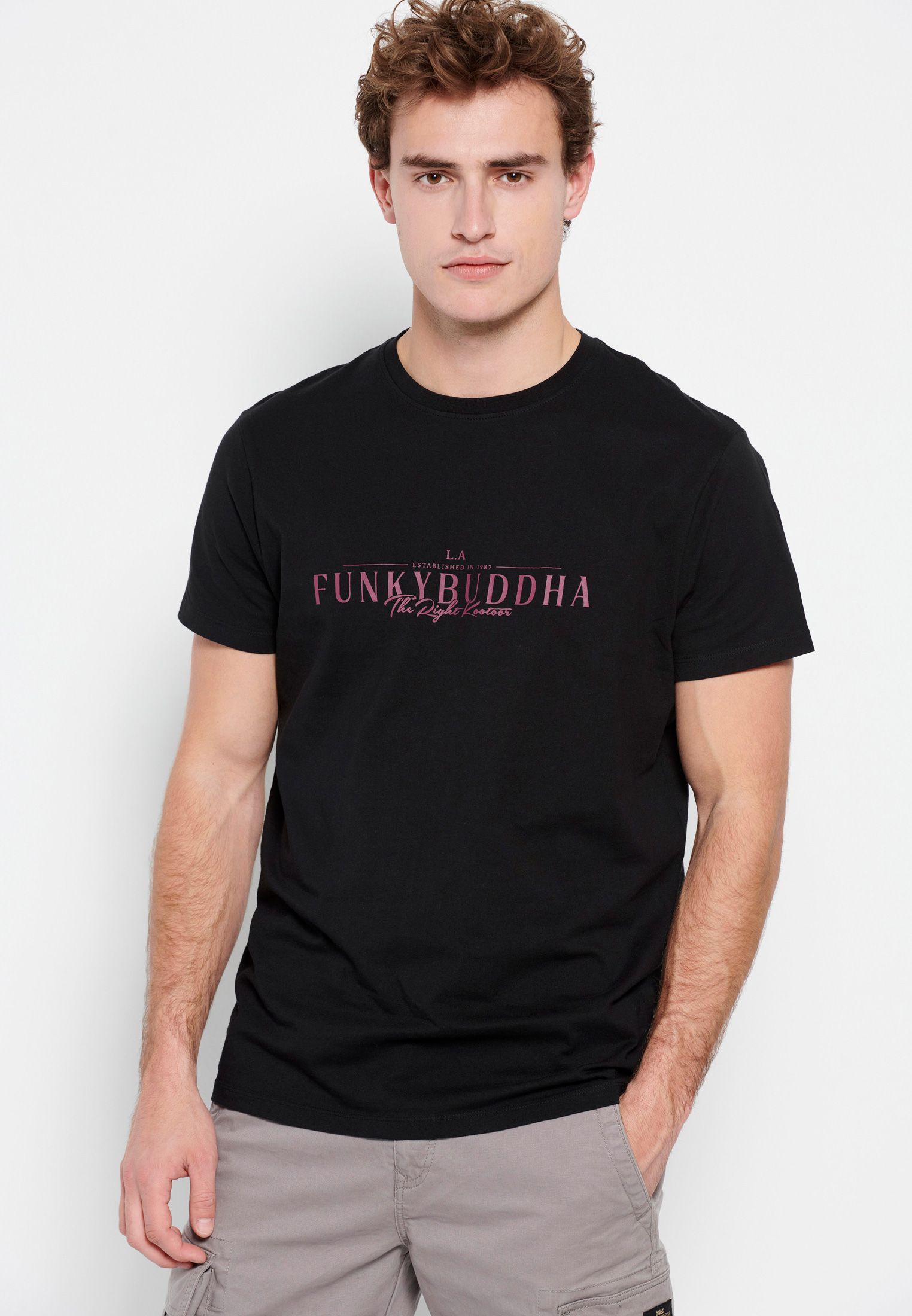 Βαμβακερό t-shirt με Funky Buddha τύπωμα