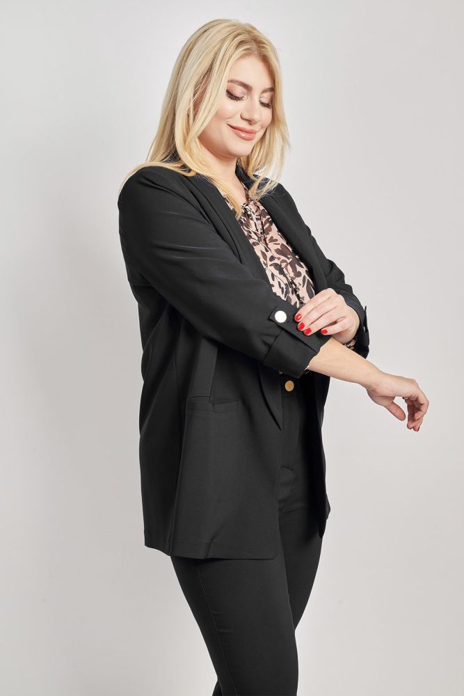 Σακάκι κρεπ με γυριστά μανίκια