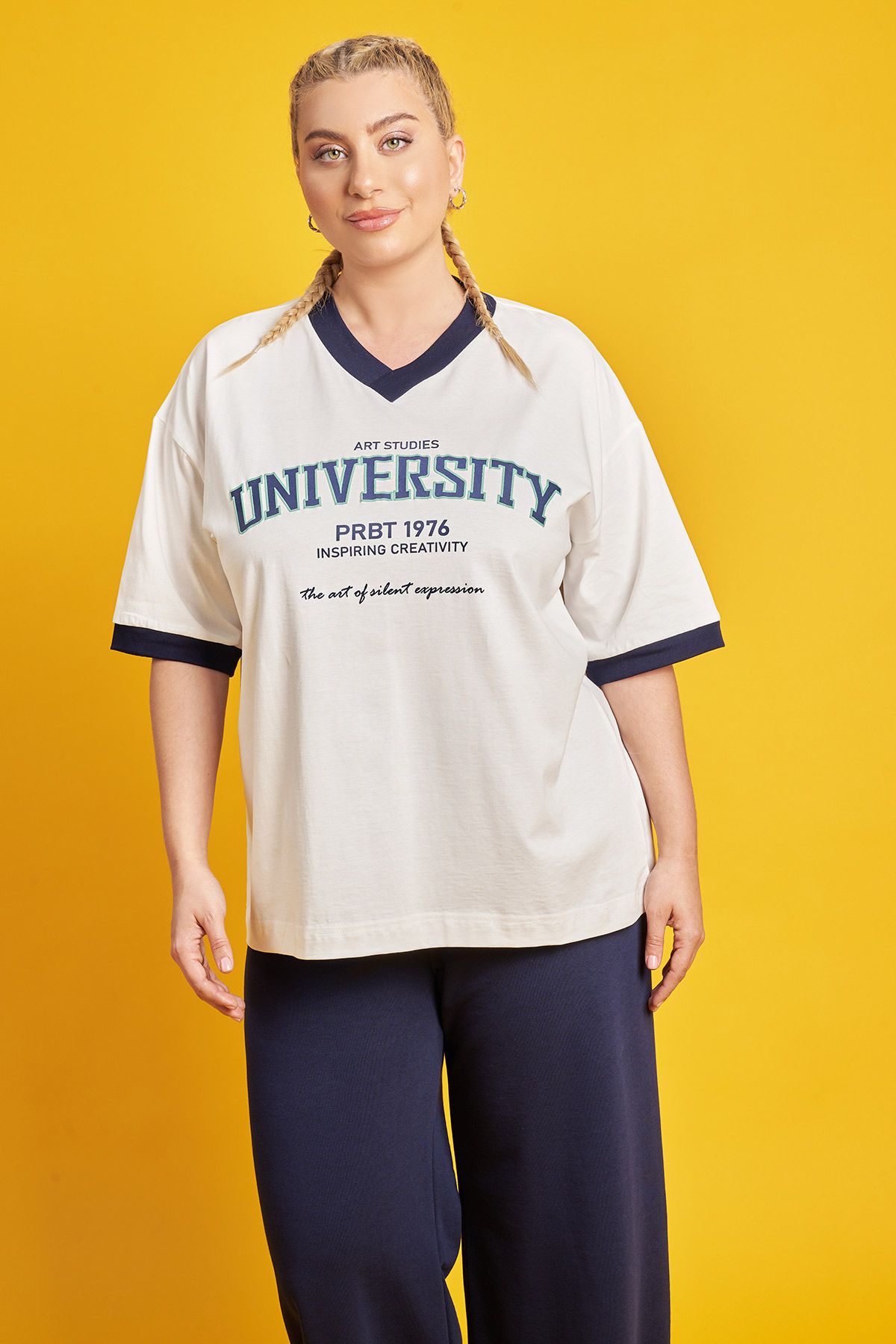 PRBT T-Shirt με logo UNIVERSITY και διχρωμία