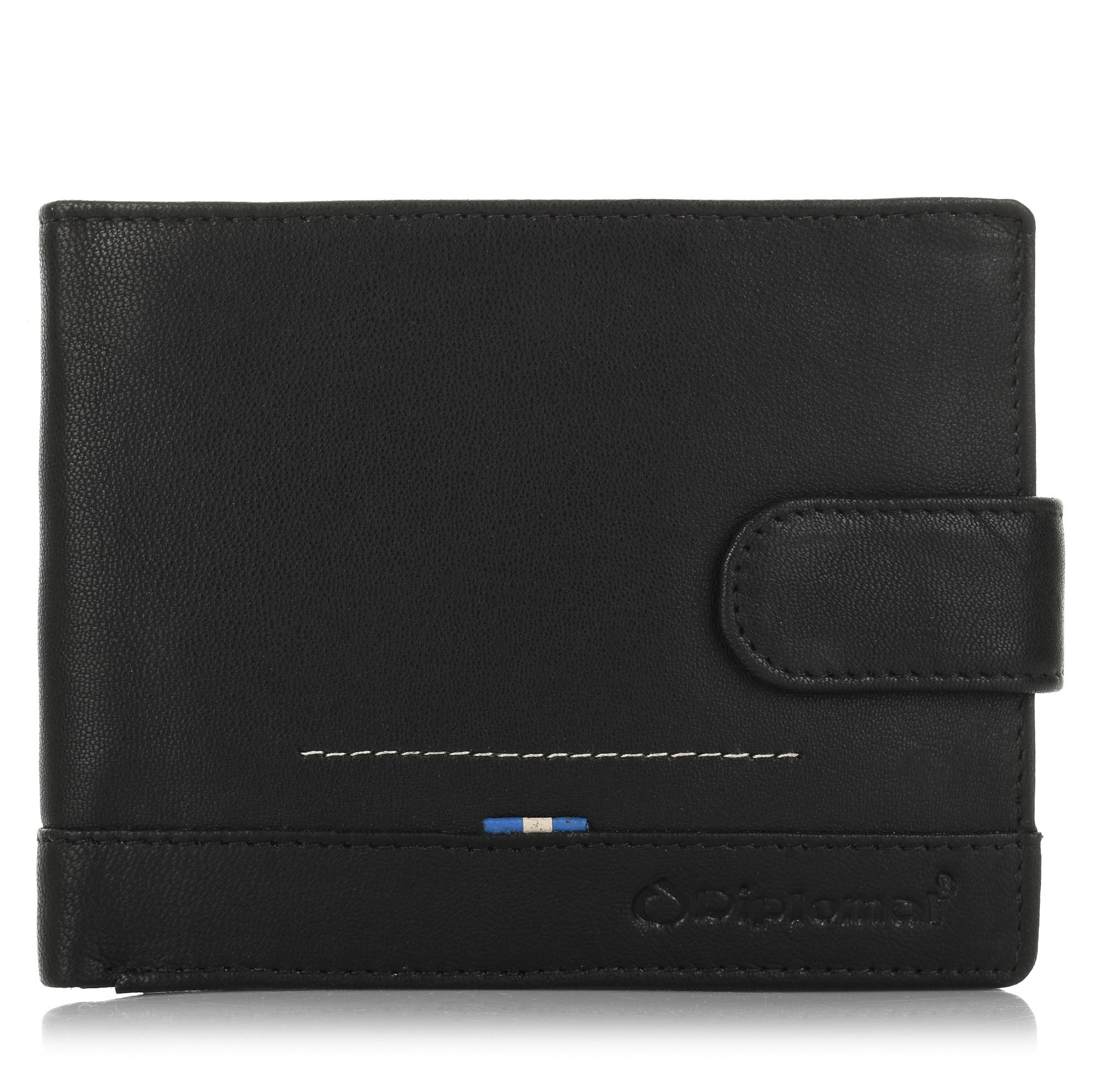 Δερμάτινο Πορτοφόλι με Flap Diplomat Blue Collection MN112 Μαύρο