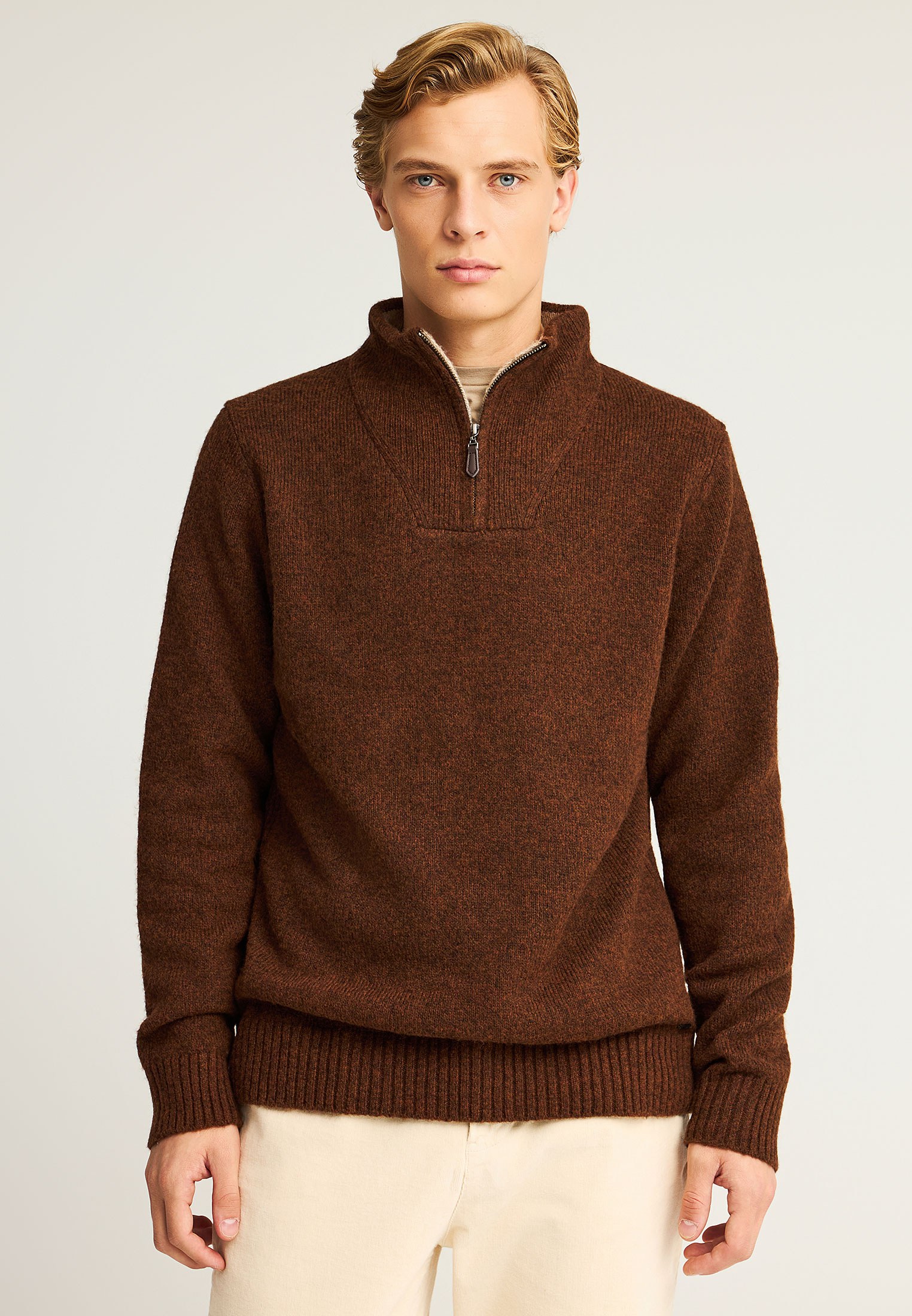 Ανδρικό half-zip πλεκτό πουλόβερ