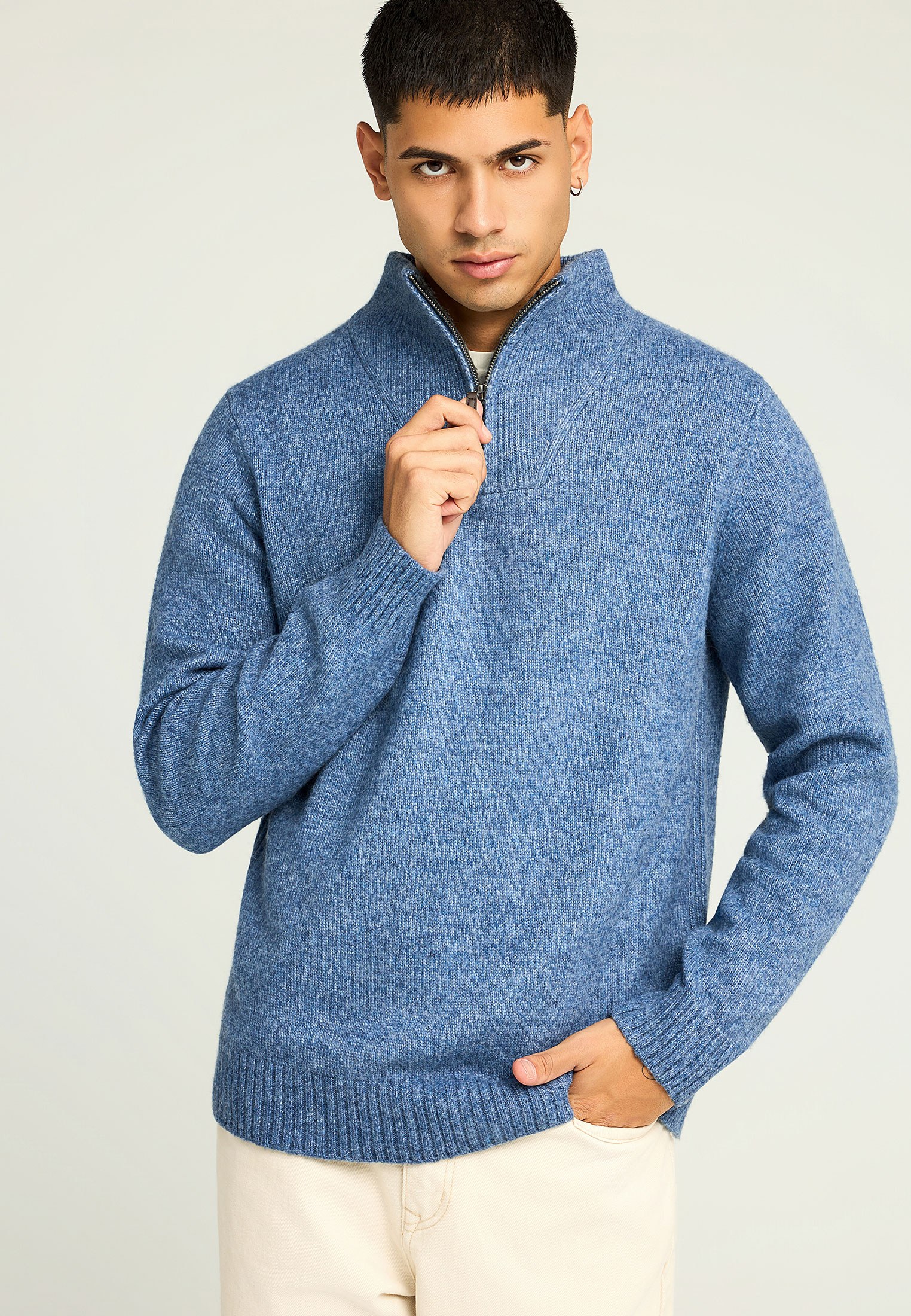 Ανδρικό half-zip πλεκτό πουλόβερ
