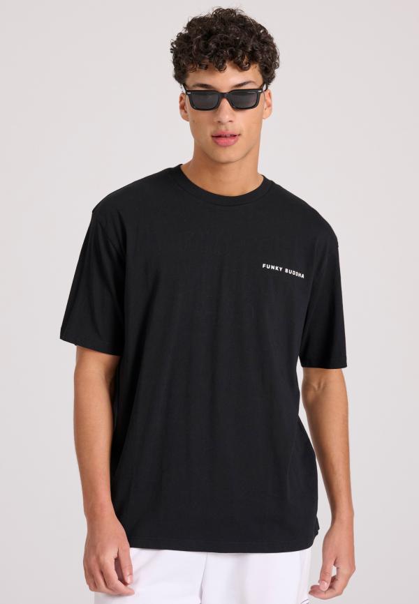 Relaxed fit t-shirt με embossed τύπωμα στην πλάτη