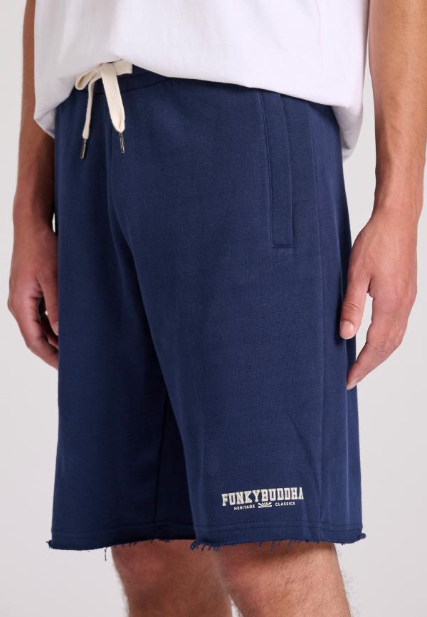 Essential wide leg fit αθλητική βερμούδα με raw cuts
