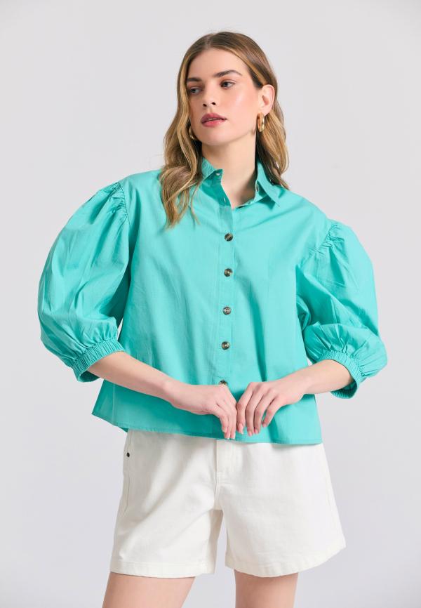 Γυναικείο oversized πουκάμισο με puffer μανίκια