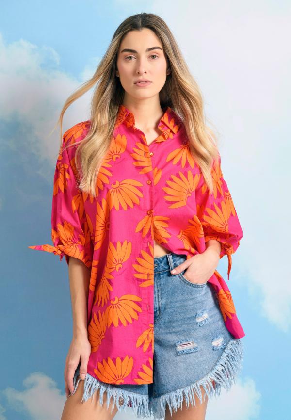 Γυναικείο oversized πουκάμισο με exotic τύπωμα