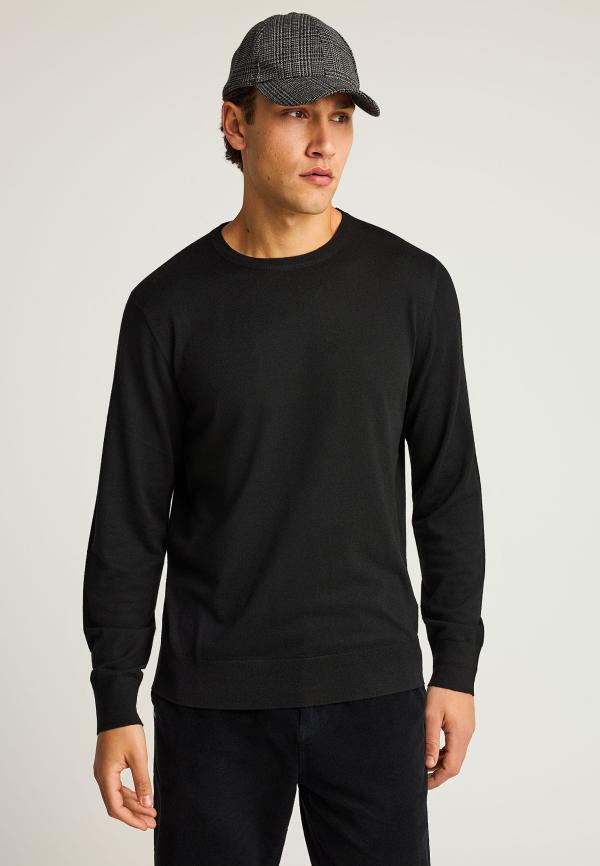 Regular fit πλεκτή μπλούζα σε μελανζέ πλέξη