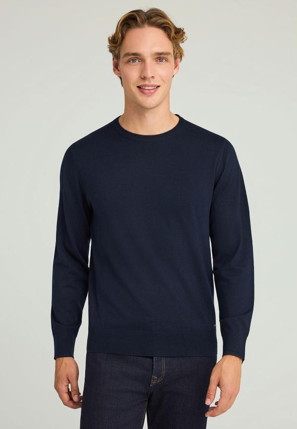 Regular fit πλεκτή μπλούζα σε μελανζέ πλέξη