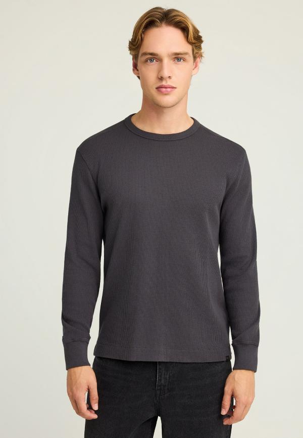 Relaxed fit μονόχρωμη μακρυμάνικη μπλούζα