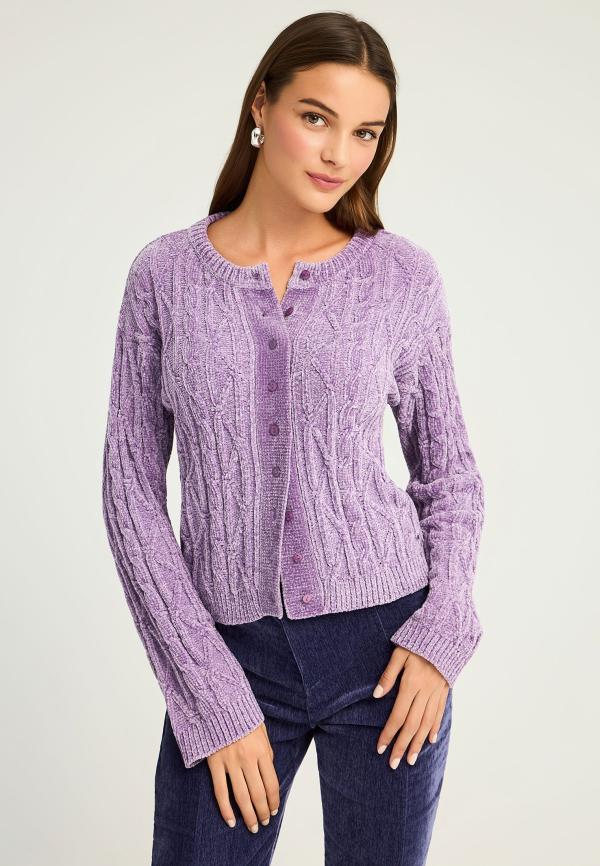Cable-knit chenille ζακέτα