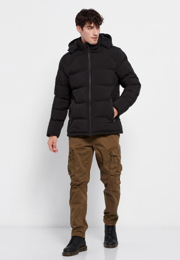 Ανδρικό puffer jacket με κουκούλα